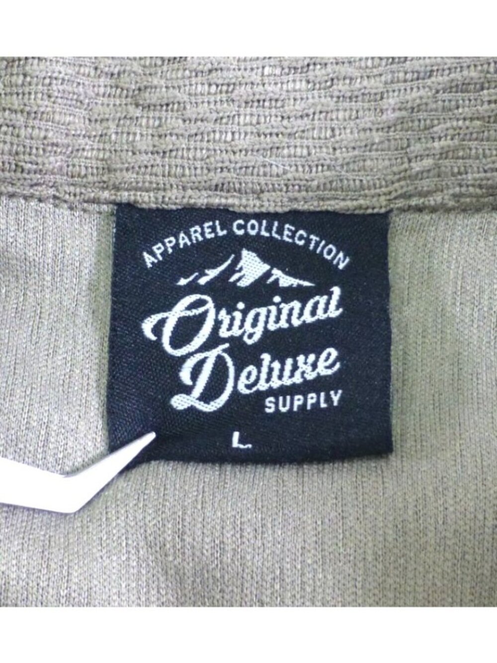 Original Deluxe Supply Mens Button-Up Shirt L Khaki Chevron Texture Lightweight - Picture 4 of 10